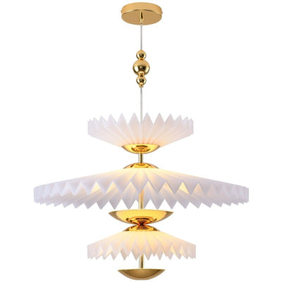 Modern Art Deco Pleated Round Acrylic Iron LED Chandelier For Living Room