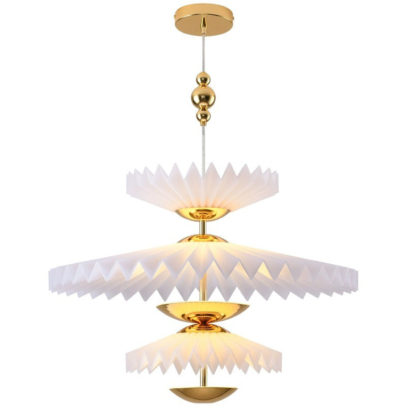 Modern Art Deco Pleated Round Acrylic Iron LED Chandelier For Living Room