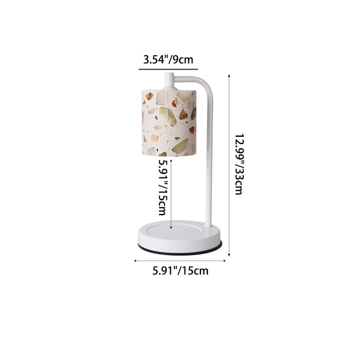 Lámpara de mesa de cera derretida de aromaterapia de 1 luz de piedra de hierro con base de disco cilíndrico minimalista moderno para dormitorio 