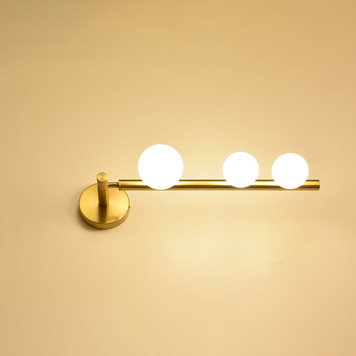 Applique murale à 3 lumières avec abat-jour en verre globe en bande de quincaillerie contemporaine du milieu du siècle pour salon 