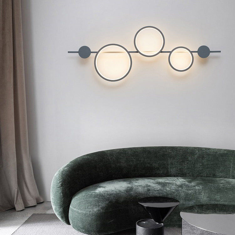 Moderne minimalistische mehrere Kreis Eisen Silikon LED Wandleuchte Lampe für Wohnzimmer 