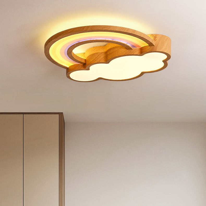 مصباح سقف للأطفال عصري بإضاءة LED من الأكريليك على شكل طائرة نحلة كرتونية بتصميم خشبي إبداعي لغرفة المعيشة 