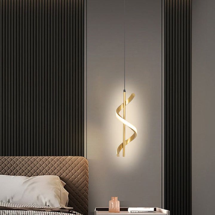 Suspension LED moderne minimaliste en forme de cylindre en spirale en fer et silicone pour chambre 