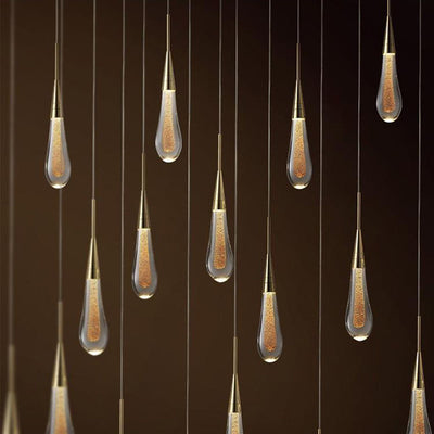 Contemporary Scandinavian Water Drops Hardware Glass LED Pendant Light For Bedroom