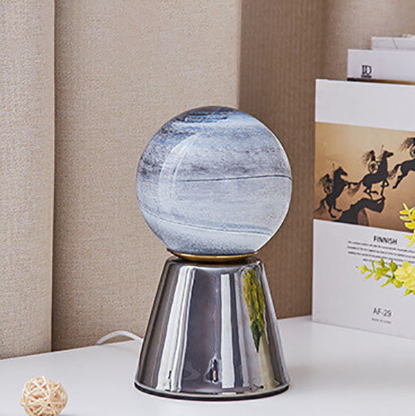 Modern Creative Orb Moon Ceramic Glass USB LED Night Light Table Lamp