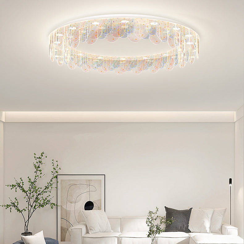 Zeitgenössische kreative Eisen Acryl Runde Wolke Stern Stück LED Unterputz Deckenleuchte für Wohnzimmer 
