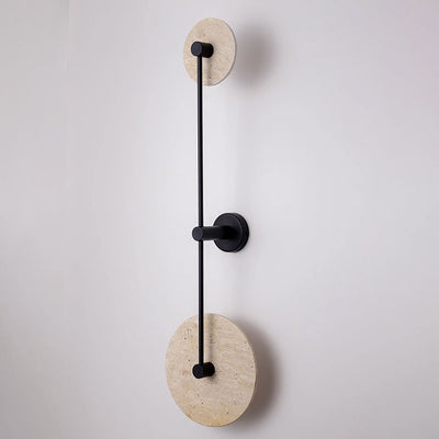 Moderne minimalistische geometrische Kreis Travertin Eisen 2-Licht Wandleuchte Lampe für Schlafzimmer 
