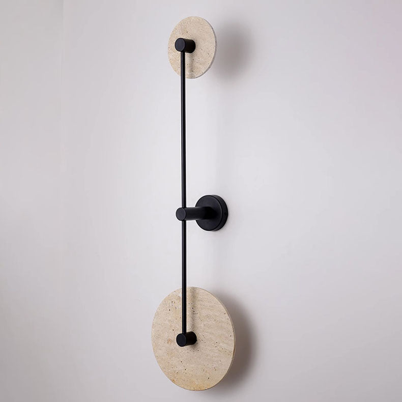 Moderne minimalistische geometrische Kreis Travertin Eisen 2-Licht Wandleuchte Lampe für Schlafzimmer 