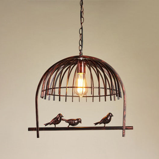 Zeitgenössische Retro Käfig Eisen 1-Licht Pendelleuchte für Esszimmer 