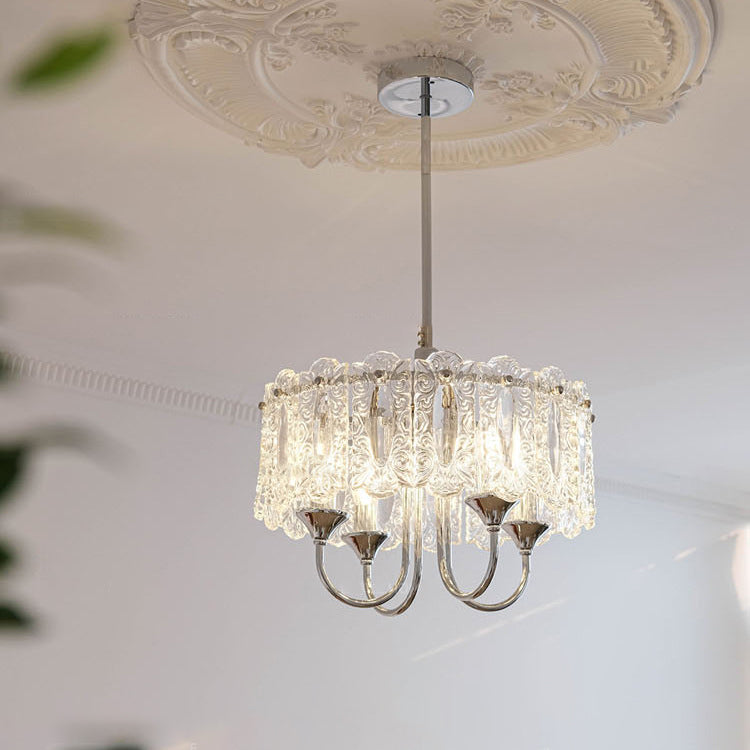 Porte-bougie rond en verre et fer traditionnel français 4/5/6 Lumières Lustres pour chambre 