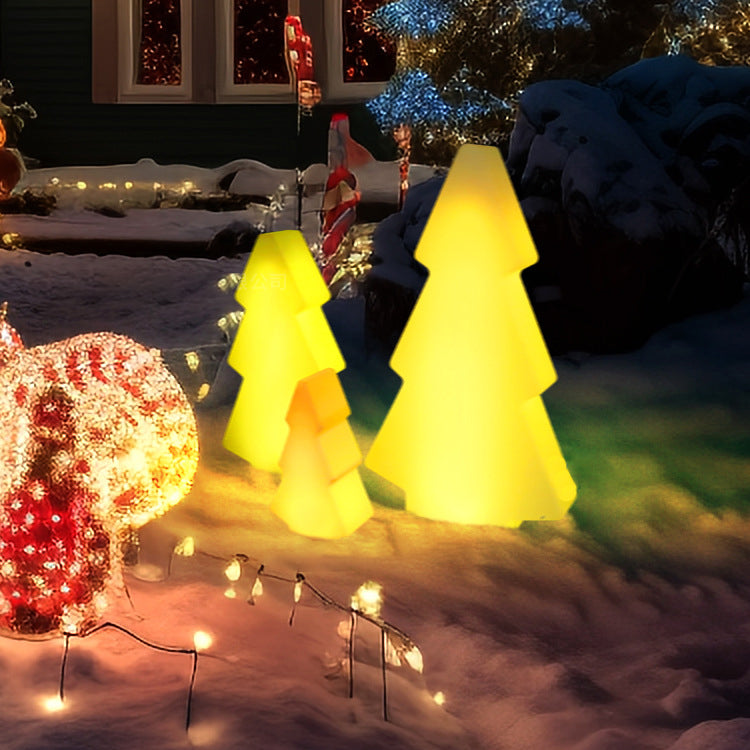 Moderne Art Deco Wasserdichte Solar Wiederaufladbare PE Weihnachtsbaum LED RGB Landschaft Beleuchtung Außenleuchte Für Garten 