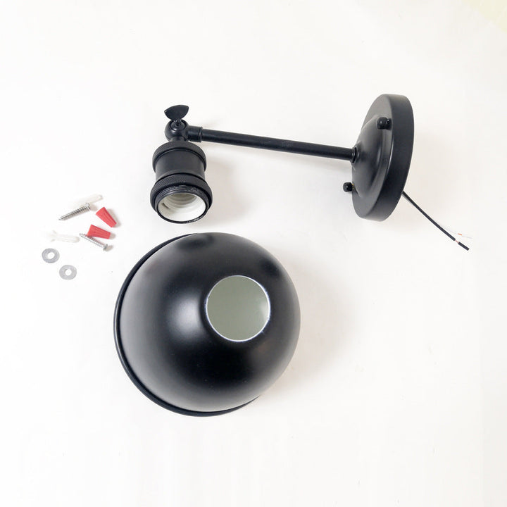 Zeitgenössische industrielle Eisen halbrunde Schatten Rocker Arm 1-Licht Wandleuchte Lampe für Wohnzimmer 