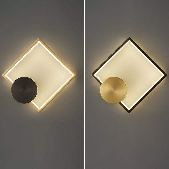 Lámpara de Aplique de Pared LED de Triángulo Cuadrado Círculo de Acrílico Latón Minimalista Moderna Para Sala de Estar 