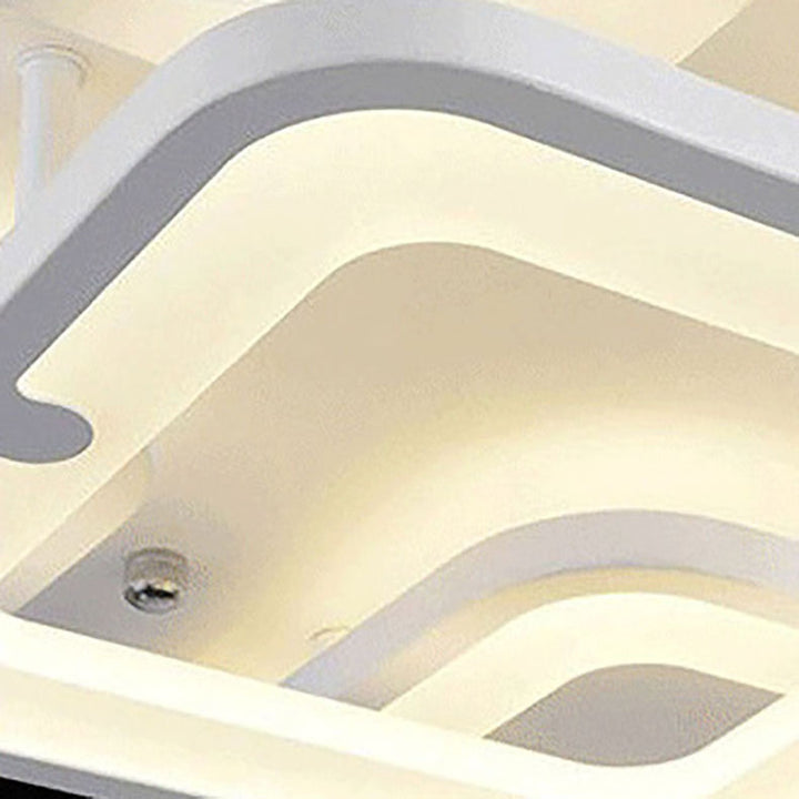 Modern Minimalist Square Rectangle Lattice Hardware Acrylic LED Semi-Flush Mount Ceiling Light For Living Room
