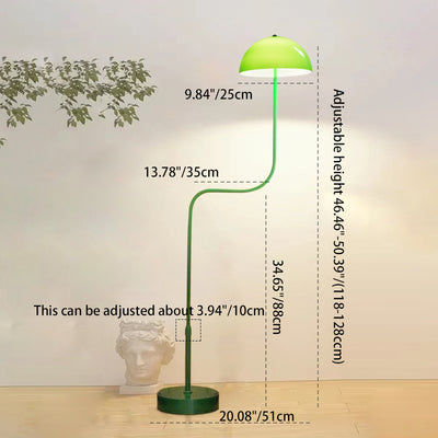 Contemporary Scandinavian Iron Glass Dome Liftable 1-Light Standing Floor Lamp For Study