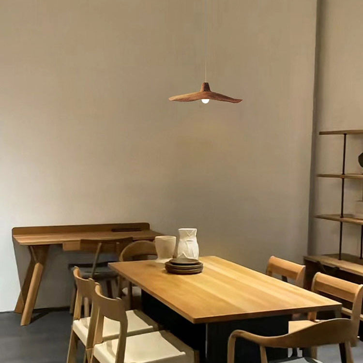 Suspension Luminaire à 1 Lumière avec Abat-Jour en Résine Ondulée Japonaise Traditionnelle pour Chambre 