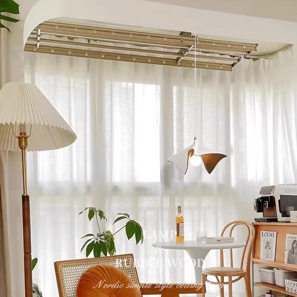 Suspension Luminaire à 1 Lumière en Forme de Feuille Irrégulière en Résine Japonaise Traditionnelle pour Salon 