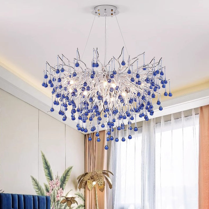 Moderne Luxus Kristall Glas Aluminium Zweig Wasser Tropfen 6/8/10/14 Kronleuchter Für Esszimmer 