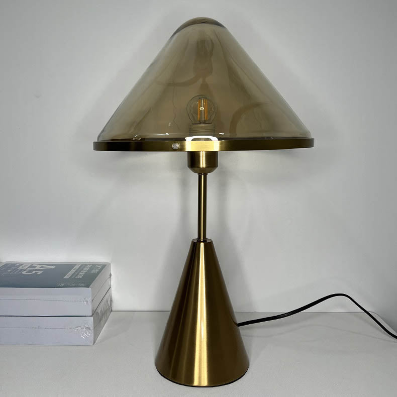 Lámpara de mesa de vidrio contemporánea escandinava con hardware triangular de 1 luz para dormitorio 