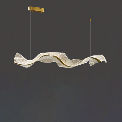 Zeitgenössische Luxus Acryl Wellpappe Flattern Band Hardware LED Insel Licht Pendelleuchte Für Wohnzimmer 