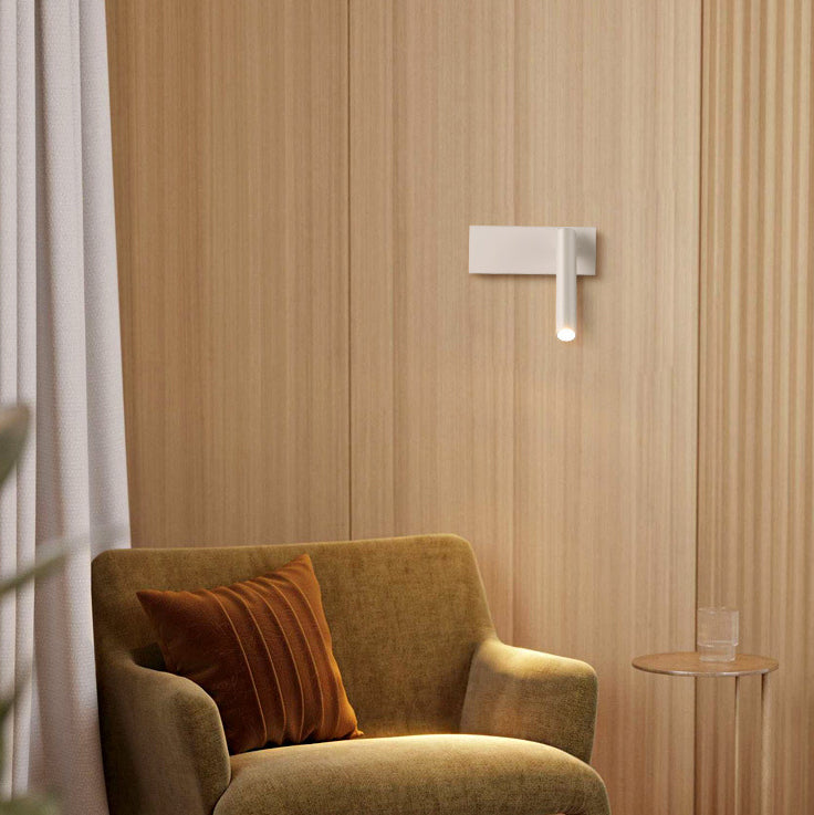 Lámpara Aplique de Pared LED de Cilindro de Ángulo Ajustable Rectangular Minimalista Moderna de Aluminio para Dormitorio 