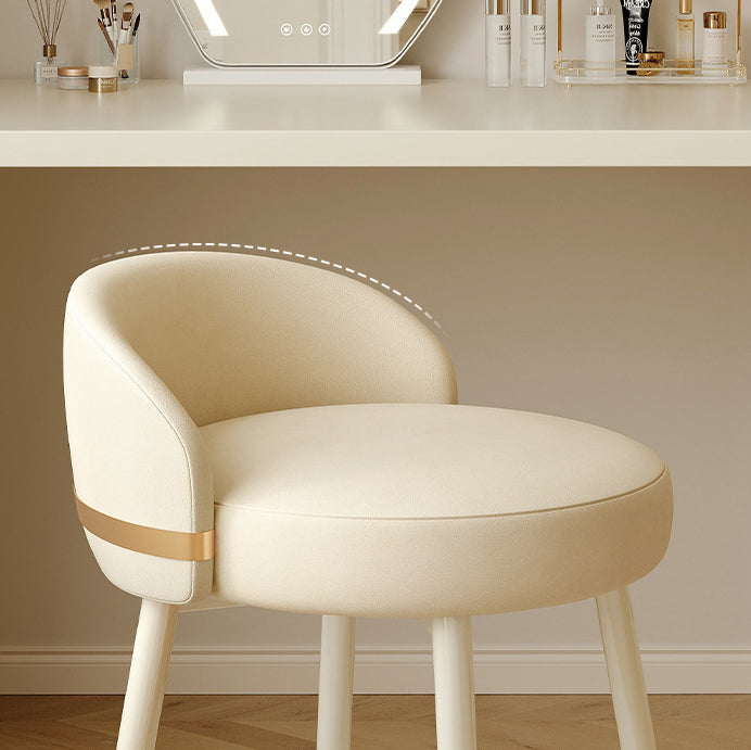 Modern Simplicity PU Leather Metal Sponge Round Vanity Stool Backrest For Bedroom
