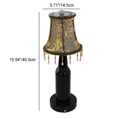 Creative European Fabric Lampshade Glass Bottle Base LED Table Lamp