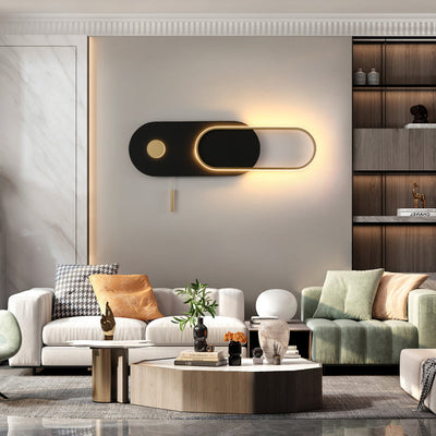 Moderne minimalistische ovale Eisen Acryl LED Wandleuchte Lampe für Schlafzimmer 