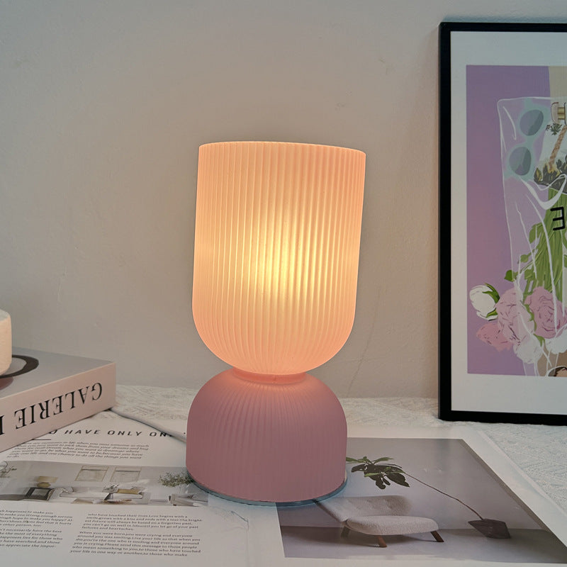 Lampe de table moderne minimaliste en verre cylindre avec entonnoir 1 lumière pour chambre 