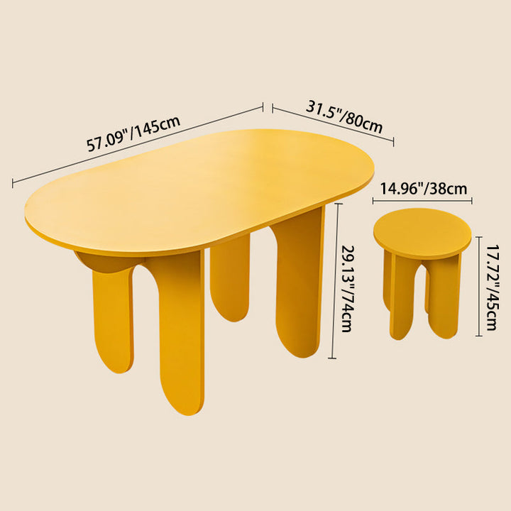 Modern Minimalist Oval Round Medium-Density Fiberboard Dining Table And Chair Set For Dining Room
