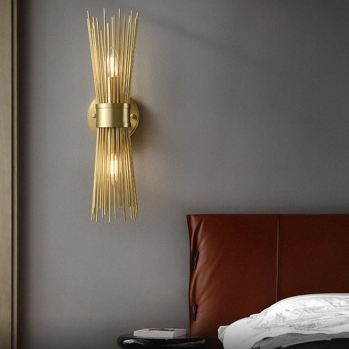 Aplique de pared moderno de lujo en cobre con diseño de rama, columna, de 1/2 luces, para dormitorio 