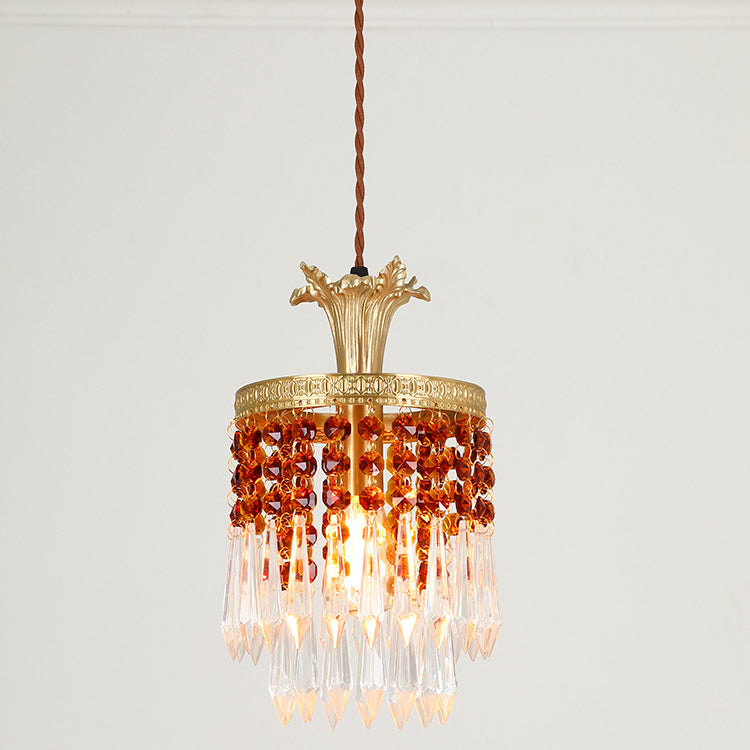 Carillon éolien rond vintage traditionnel en laiton avec cristal à 1 lumière pour salon 