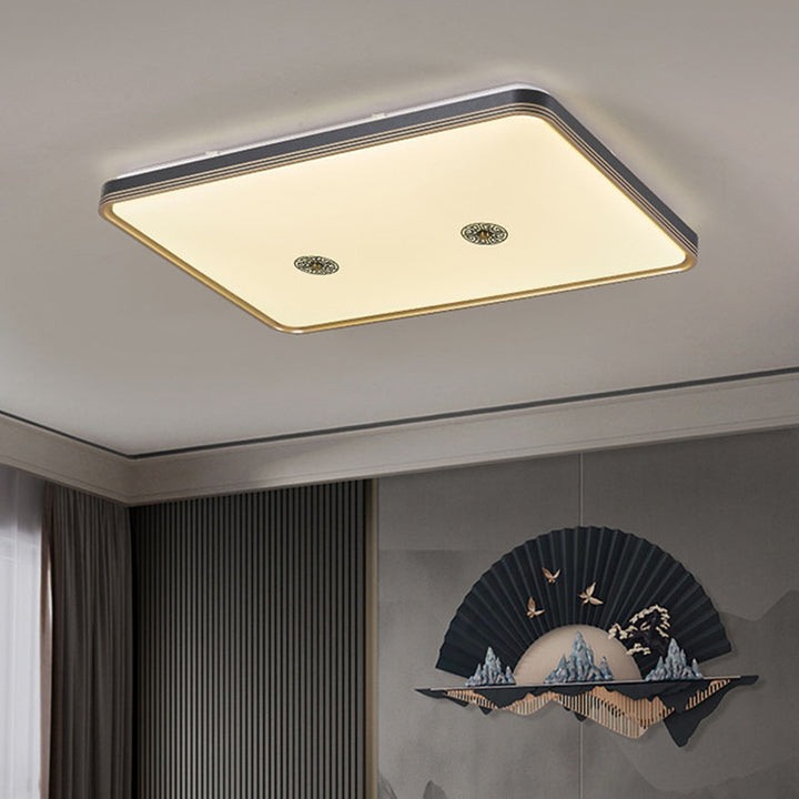 Luz de techo LED de montaje empotrado geométrica cuadrada de acrílico chino tradicional para sala de estar 