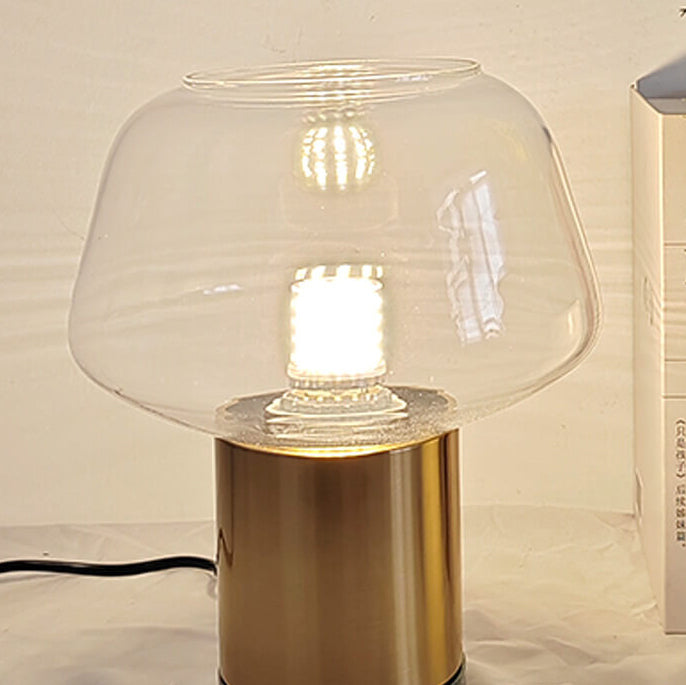 Moderne minimalistische zylindrische Marmor-Eisen-Glas Tischlampe mit 1 Licht 
