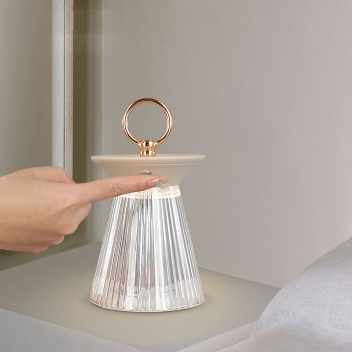 Lámpara de Mesa LED Portátil de Hierro Acrílico Semi-Cónica de Simplicidad Contemporánea Luz Nocturna para Dormitorio 