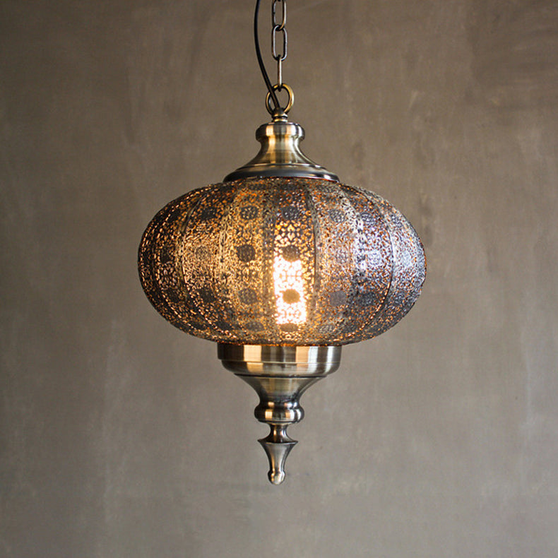 Lanterne coloniale traditionnelle en fer 1 lumière suspension pour salon 
