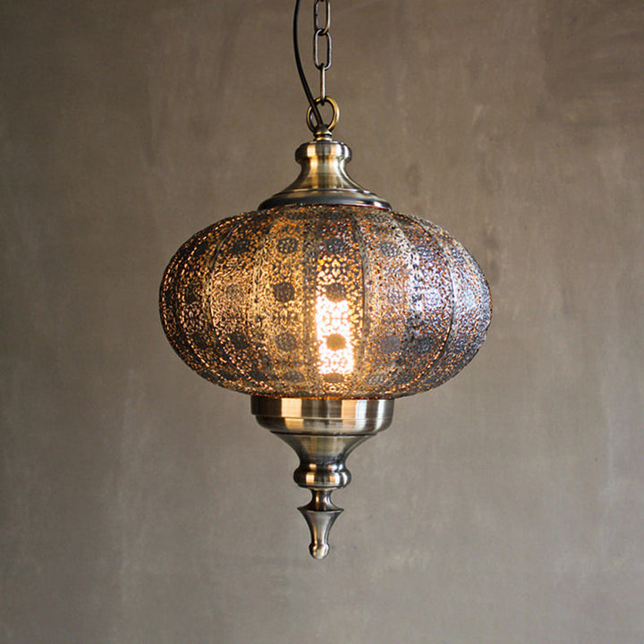 Lanterne coloniale traditionnelle en fer 1 lumière suspension pour salon 