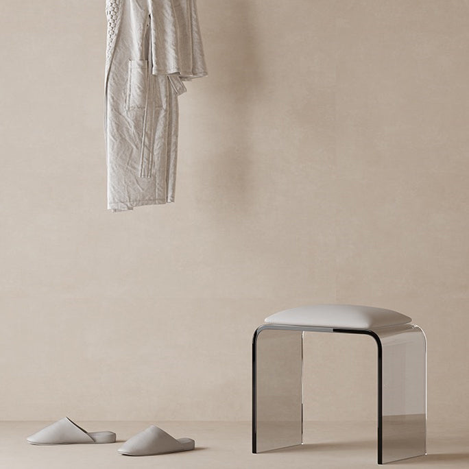 Tabouret de vanité en cuir acrylique rectangulaire minimaliste moderne pour chambre 