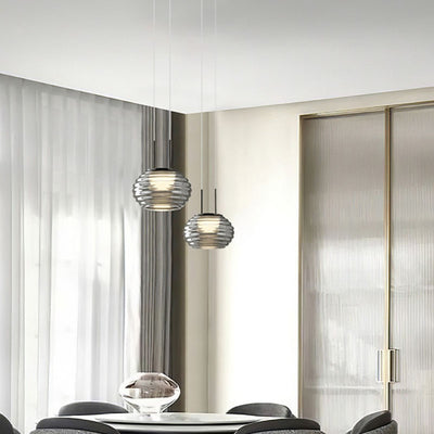 Modern Minimalist Oval Metal Acrylic Glass LED Pendant Light For Living Room