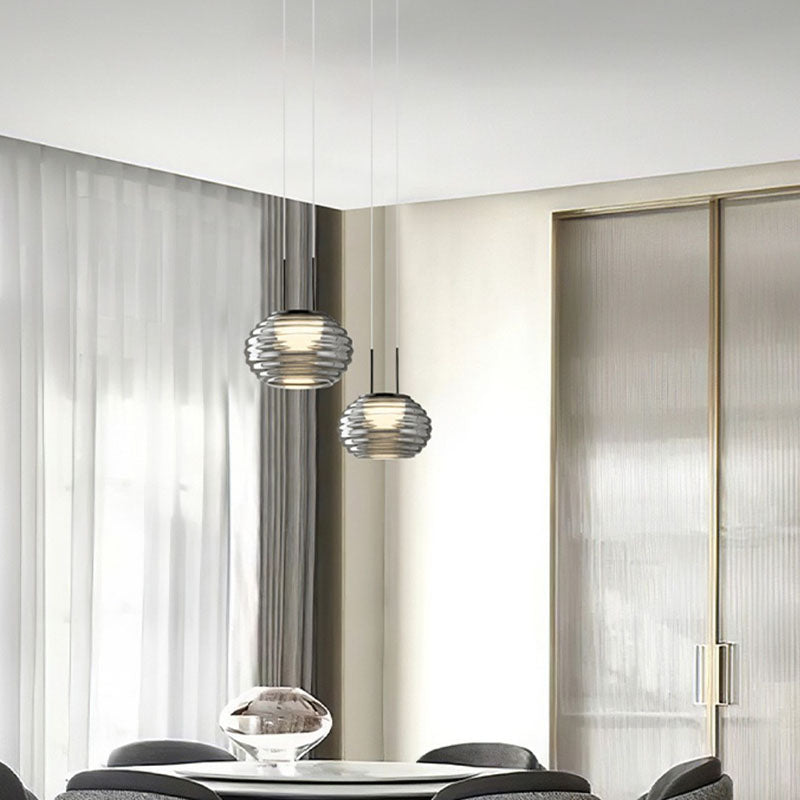 Modern Minimalist Oval Metal Acrylic Glass LED Pendant Light For Living Room