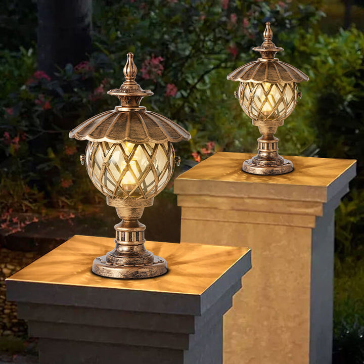 Traditional European Outdoor Lotus Column Head Light 1-Light Waterproof Garden Landscape Light For Outdoor
