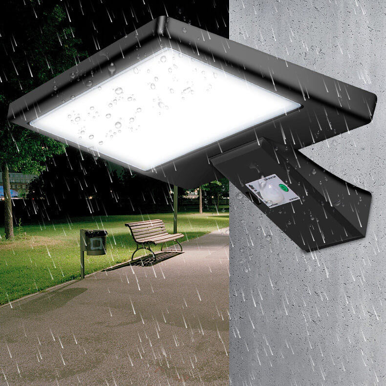 Modern Black Rectangular Human Sensor Solar Waterproof Outdoor Patio LED Wall Light