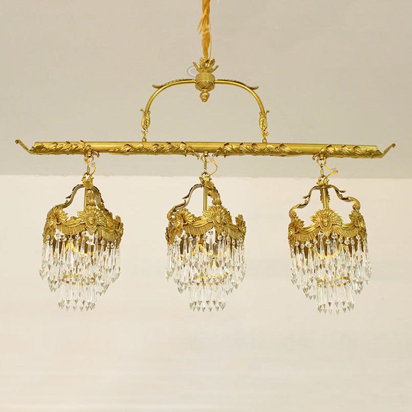 Lustre Contemporain Créatif en Bande de Cuivre Cristal 6/9 Lumières pour Salle à Manger 
