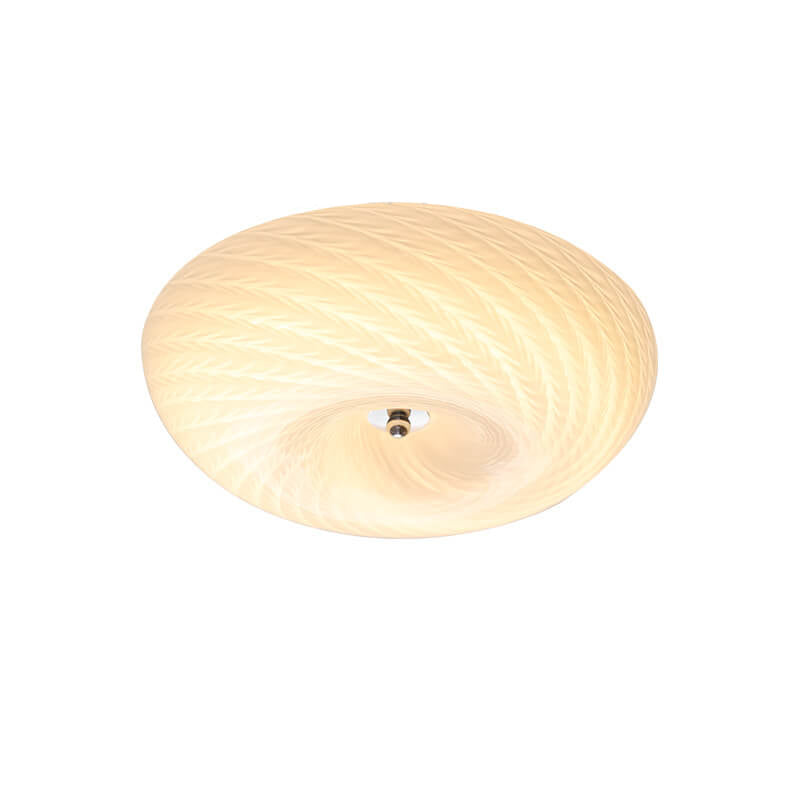 Plafonnier à LED rond en verre texturé blanc vintage nordique 