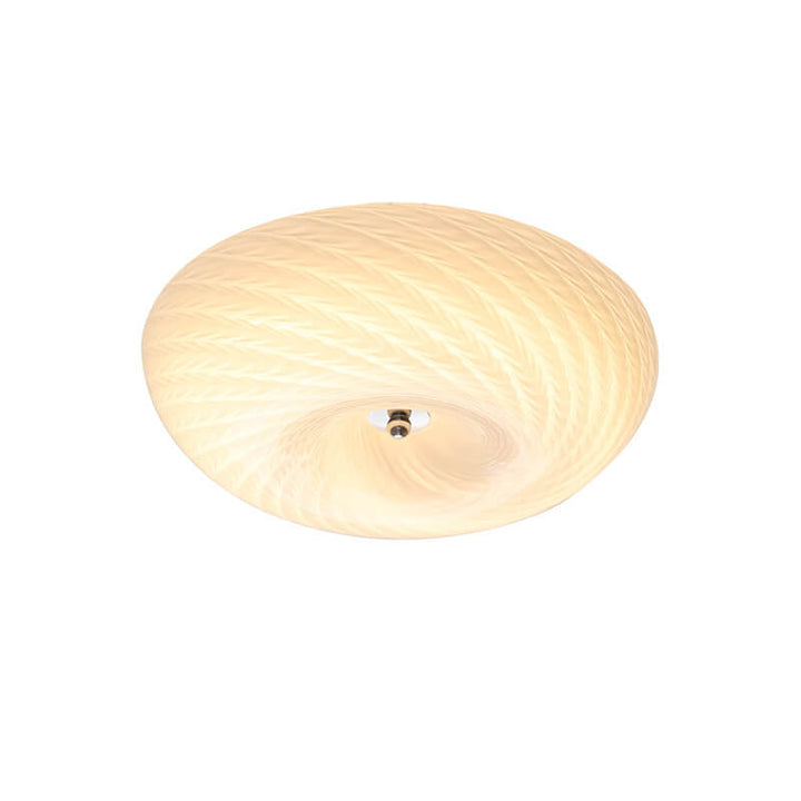 Plafonnier à LED rond en verre texturé blanc vintage nordique 