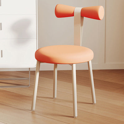 Tabouret de coiffeuse sans dossier en tissu rond crème Art Déco moderne en fer pour chambre 