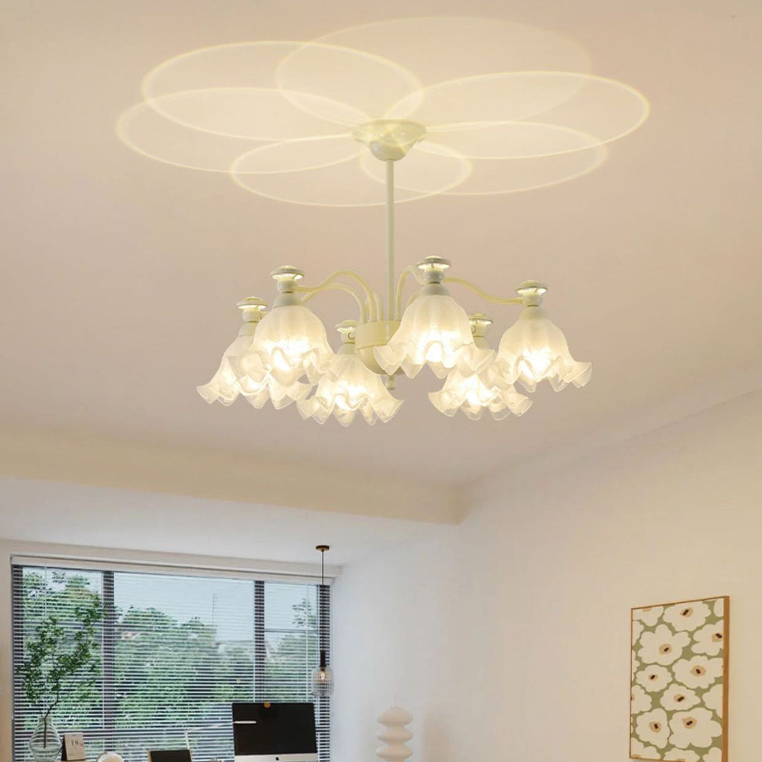 Lustre traditionnel en verre avec motif floral et branches en fer, 6/8 lumières pour chambre 