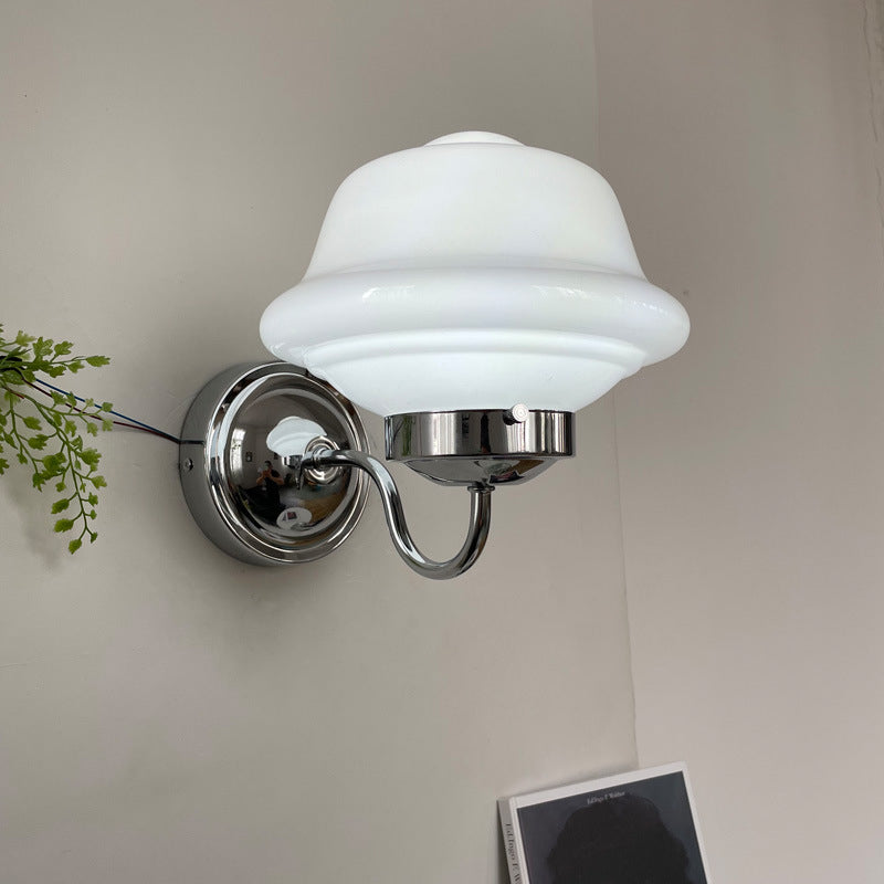 Zeitgenössische Retro Runde Wolken Eisen Glas 1-Licht Wandleuchte Lampe für Schlafzimmer 
