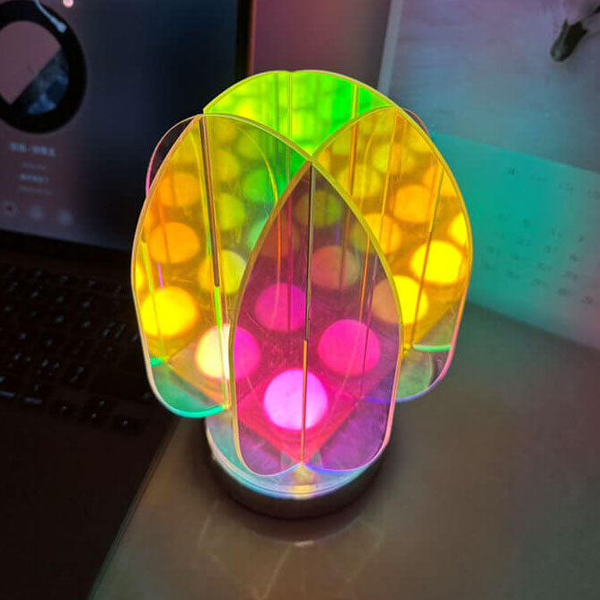 Modern Minimalist Clear Dazzle Acrylic Iron USB Geometry LED Art Decoration Table Lamp For Bedroom