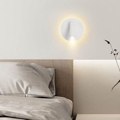 مصباح حائط LED دائري من الألومنيوم والحديد بتصميم بسيط وحديث لغرفة النوم 